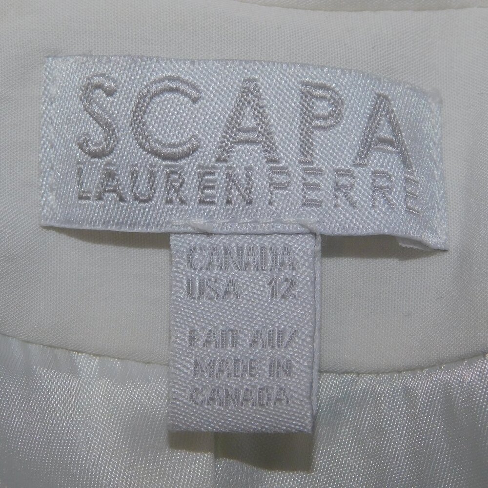 SCAPA Lauren Perre Womens 12 Floral Ocean Scene White Blue Blazer Jacket - Picture 5 of 11